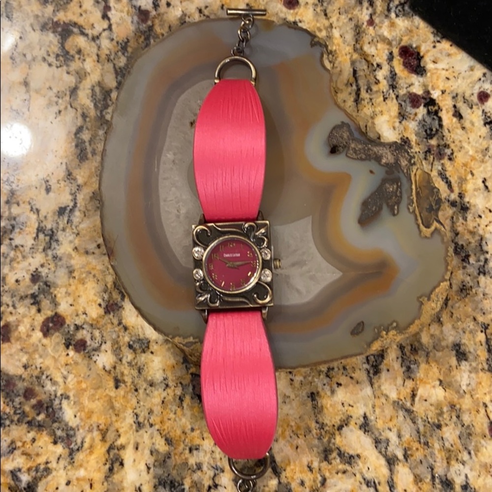 Charles Latour pink w leather band watch NIB - Picture 4 of 16